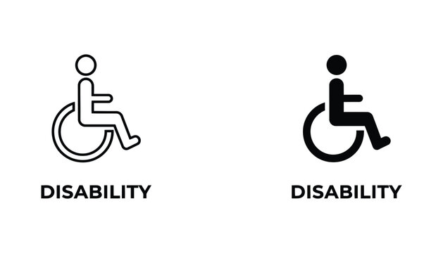 Wheelchair accessibility symbol disability icon vector illustration outline and solid fill