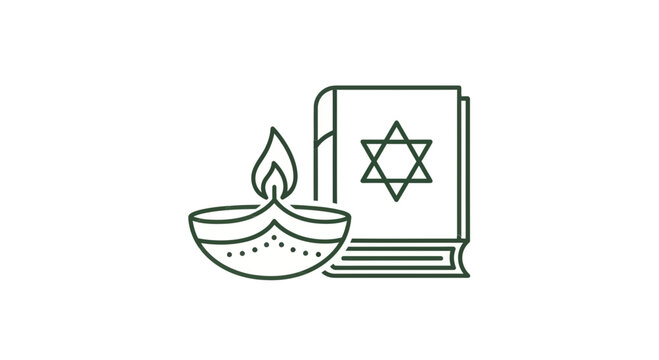 Jewish Star of David on Book and Oil Lamp Icon