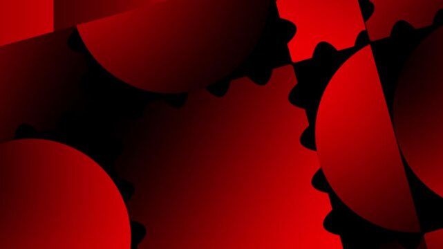 Dynamic Red Gradient Abstraction Interlocking Geometric Forms and Gear-like Elements Create a Modern Industrial Art Concept