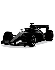 Fototapeta premium A sleek black race car on a plain white background