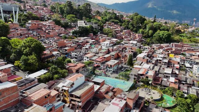 Drone View of Medell&iacute;n Colombia &ndash; Comuna 13, Cable Cars and Escobar Era Legacy