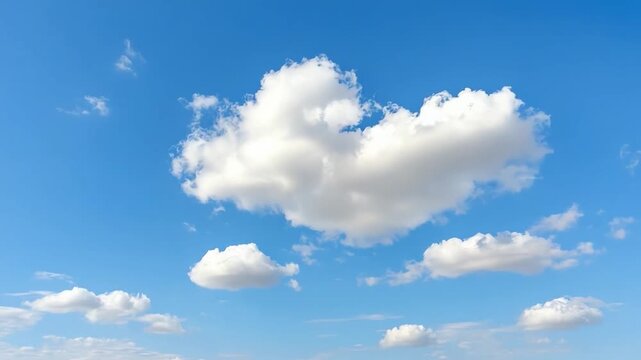 Celestial Canvas: Fluffy clouds drift gracefully across a vivid blue sky, creating a serene and captivating display of nature's artistry. 
