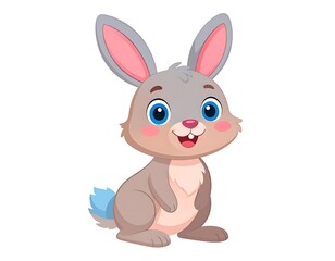 Obraz premium A cute cartoon rabbit with large ears and blue eyes