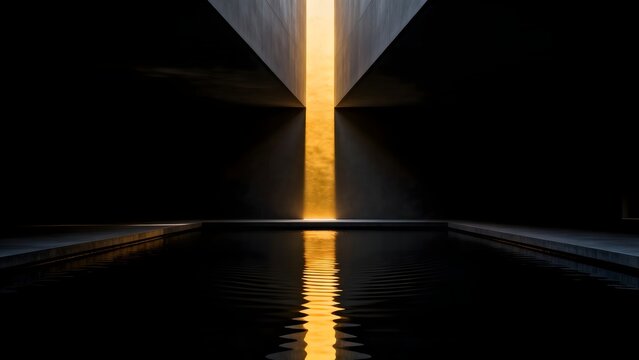 Abstract architectural light and water reflection