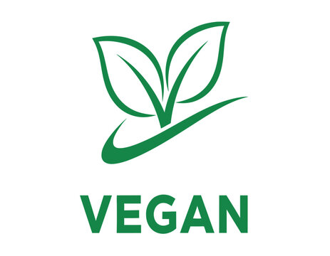 Vegan certification logo green leaves and text on a white background