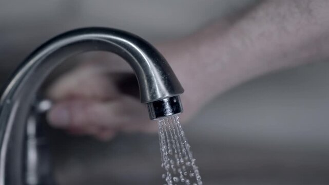 Running water from chrome faucet after successful home plumbing repair
