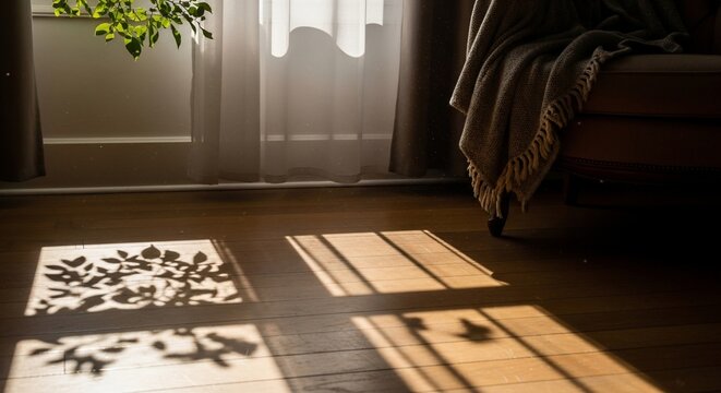 Shadows on wooden floor