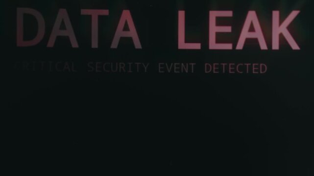 Warning message of a Data Leak, Critical security event detected. Cybersecurity concept