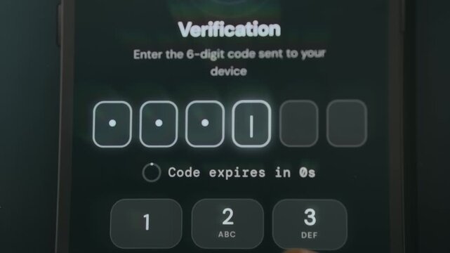 Verification screen asking for a 6-digit code, person enters the code