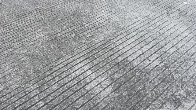Top view of grooved concrete texture for anti-slip surface