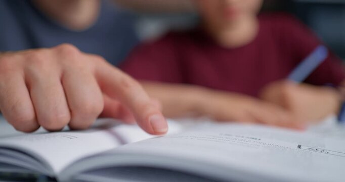 Parents Assist Children. Teaching Environment With Focused Support And Natural Illumination Visible