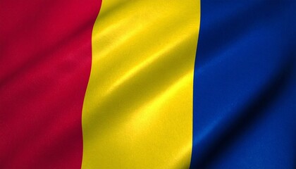 Obraz premium A tricolor flag of red, yellow, and blue stripes, symbolizing history, unity, resilience, and Romania’s enduring cultural pride and national identity.