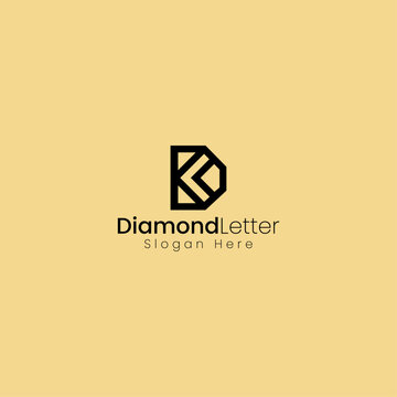 KD Diamond Logo Design Vector. letter K line art iconic modern logo, letter KD linear abstract logo, letter DK geometric linear logo, Creative style KD letter logo design template with diamond shape.