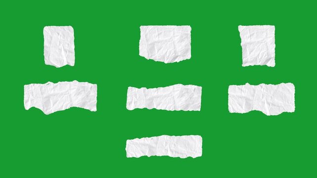 Hand-Drawn Torn Paper Lower Thirds | Ripped Paper Text Box Elements green screen | Minimalist Paper Strip Graphics hand drawn animation