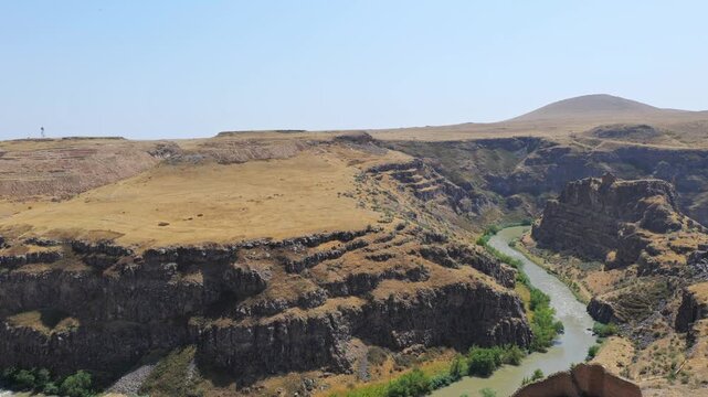 Ani Ancient Ruin in Kars, Turkey. landscape view of Ani, eastern Turkey, closed to Armenian border