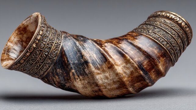 Shofar horn on clean white background, representing Rosh Hashanah traditions