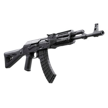 Black rifle, assault rifle, modern firearm, automatic weapon, gun isolated PNG with Transparent Background