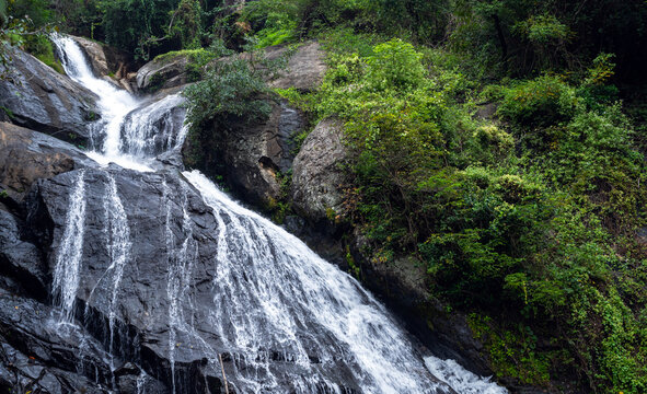 Monkey Falls &ndash; Natural Waterfalls Along the Pollachi&ndash;Valparai Ghat Road in the Anaimalai Hills, Coimbatore District.