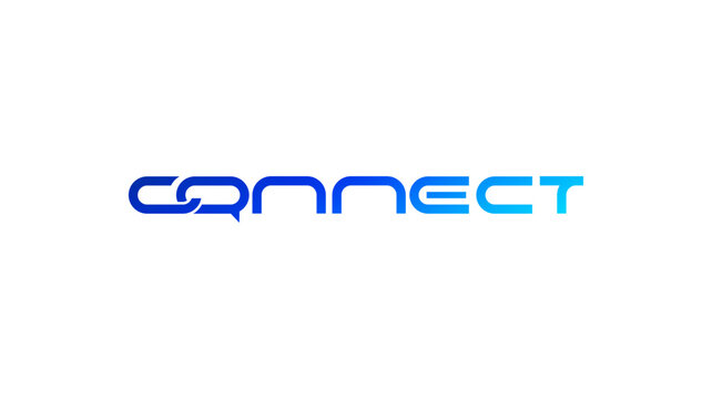 Modern tech logo featuring stylized Connect typography with integrated blue gradient links.