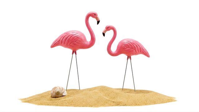 Flamingos isolated on white background