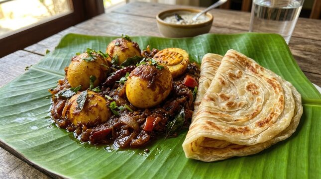 Kerala style banana with parotta a traditional south indian meal
