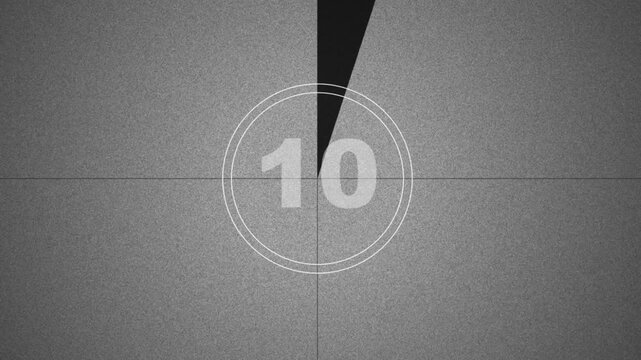 Retro Vintage Cinema Film Leader Countdown From Fifteen To One, Old Movie Theater Scratchy Texture Opening