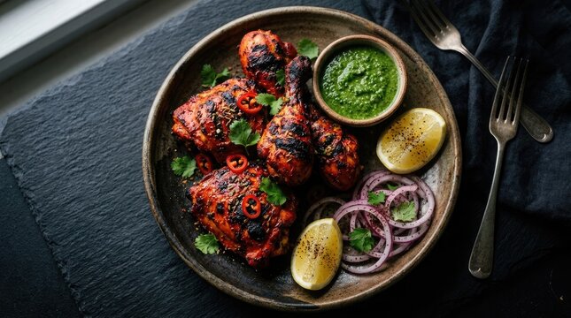 Tandoori chicken platter a vibrant indian culinary delight