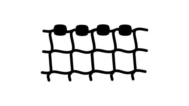 Fishing net with float, black isolated vector silhouette