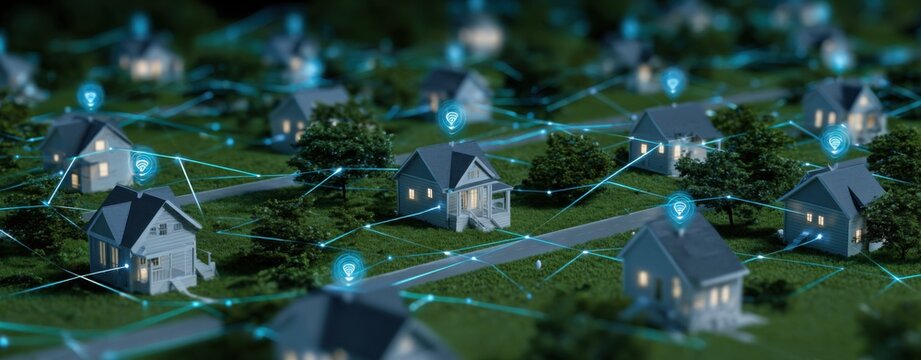 Connected Smart Homes in a Digital Network Grid.