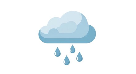 Obraz premium Cartoon illustration of a rain cloud with water drops, simple and clean weather icon.