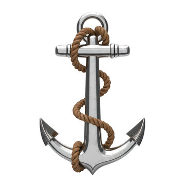 Classic nautical anchor with rope and rings featured prominently in design