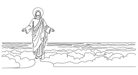 Obraz premium Jesus Christ standing on clouds heaven 1.