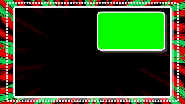 Animation loop with bright colors and a green screen area for custom content use