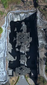 Vertical Aerial View of Ellora Caves Aurangabad Maharashtra India