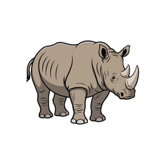 Obraz premium Realistic cartoon rhinoceros vector illustration with two horns