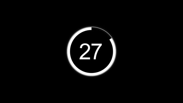 Animation video timer icon with 32 Sec. timer 32 to 0 Seconds countdown icon. motion graphic loading Clock 32 minute icon, white background 4k video animation