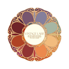 Naklejka premium Elegant Art Nouveau frames with swirling floral motifs in warm orange, gold, and beige tones. Ideal for vintage posters, labels, invitations, badges, and luxury graphic designs.