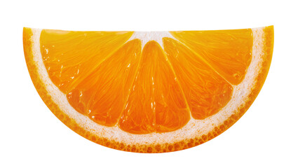 Bright juicy orange slice with segments and rind detail