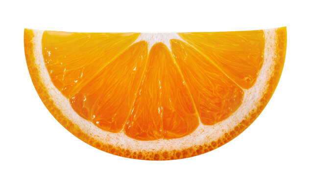 Bright juicy orange slice with segments and rind detail