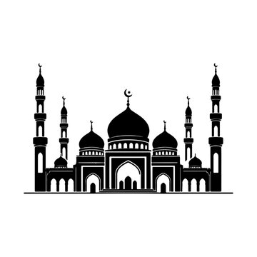 Mosque vector file, Black and White Mosque