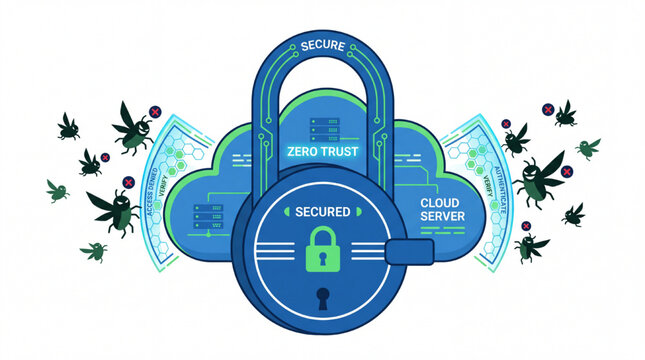Zero Trust Cyber Security Concept Flat Vector