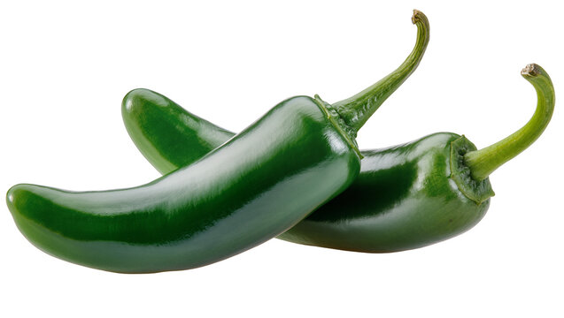 Vibrant green Serrano peppers stacked in a curved arrangement