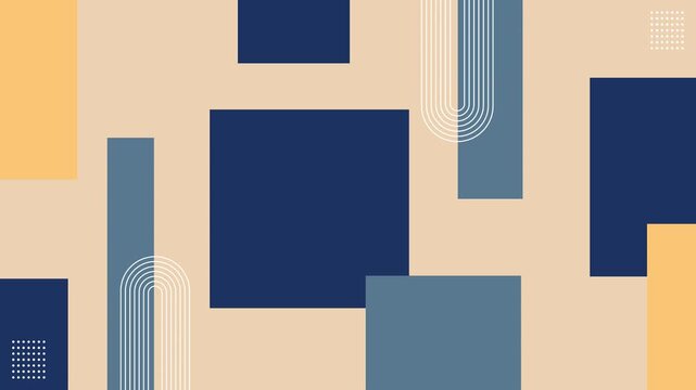 Modern Square and Rectangle Flat Shapes with Lines Banner Looping Animation