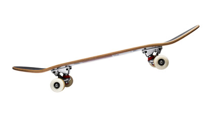 Wooden skateboard with silver trucks and white wheels © Maelle