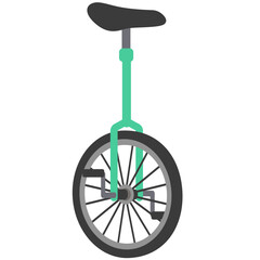 Teal unicycle with single wheel, balance cycling vehicle, performance transportation, vector illustration icon design. © Wisnu