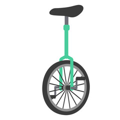 Green unicycle with single wheel, balance cycling vehicle, performance transportation, vector icon design. © Wisnu