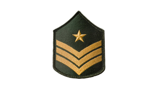 Dark Green Military Rank Patch with Gold Star and Chevron Stripes