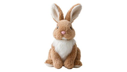 Fototapeta premium Brown plush bunny rabbit toy with long ears and pink nose