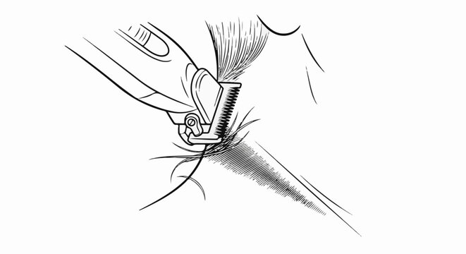 Close-up of electric clippers trimming hair with a fine detail effect