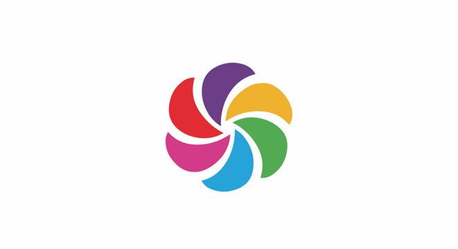Colorful swirling abstract logo, a vibrant wheel of emotion